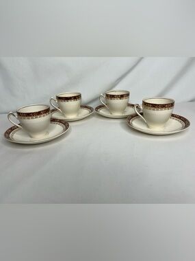 Set of 4 VTG Alfred Meakin Cardinal Arabesque Demitasse Espresso Cups Saucers